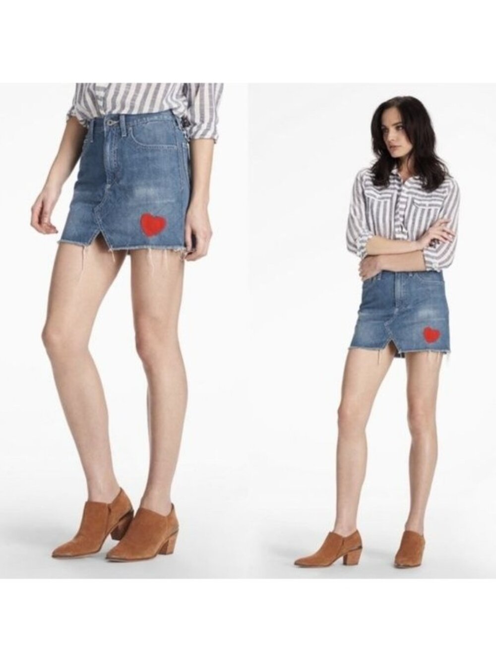Lucky Brand Vintage Old Favorite Heart Patch Fringe Dnim Jean